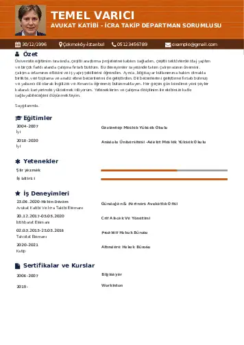 Hukuk Sekreteri Cv Örnekleri cv indir